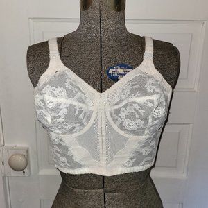 Vintage Lingerie Sky Bali Bra Bustier 3302 38B White Lace Nylon Sexy 1960s